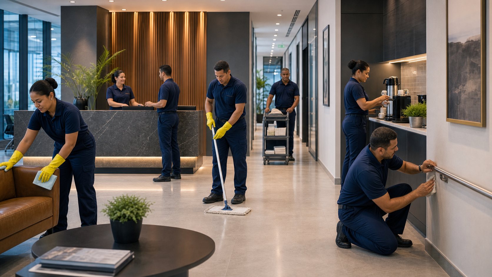 Serviços Gerais - Equipe de serviços gerais atuando em apoio interno e conservação de ambiente corporativo